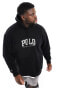 Фото #2 товара Polo Ralph Lauren Big & Tall collegiate logo hoodie in black