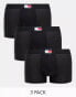 Фото #2 товара Tommy Jeans heritage essentials 3 pack trunks in black with logo waistband