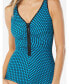 ფოტო #3 პროდუქტის Women's Missy Honeycomb Shirred Zip One Piece Swimsuit