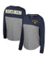 Фото #1 товара Women's Heather Gray, Navy Distressed West Virginia Mountaineers Jelly of the Month Oversized Tri-Blend Long Sleeve T-shirt