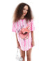 Monki oversized t-shirt with seashell graphic print in pink tie dye