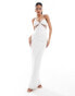 Фото #1 товара Heiress Beverly Hills premium diamante strap cut out mesh detail maxi dress in white