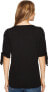 Allen Allen 173264 Womens Casual Tie Short Sleeve Top Solid Black Size Small