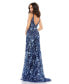 Фото #3 товара Women's Floral Embellished Sleeveless Plunge Neck Gown