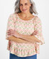 Фото #3 товара Petite Flower Bunch On/Off-Shoulder Knit Top, Created for Macy's