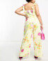 The Frolic Plus bloom floral ruffle wide leg jumpsuit in multi