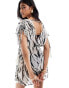 Accessorize tiger print beach kaftan in white