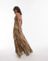 Фото #3 товара Mango animal print woven cami maxi dress in brown