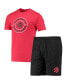 ფოტო #2 პროდუქტის Men's Black, Red Toronto Raptors T-shirt and Shorts Sleep Set