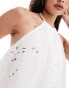 Фото #3 товара Pull&Bear broderie wrap detail halterneck top in white