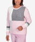 Petite Swiss Chalet Colorblock Texture Crew Neck Sweater
