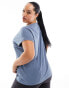 Фото #2 товара Vero Moda Curve slinky v neck t-shirt in petrol blue