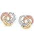 ფოტო #2 პროდუქტის Tricolor Love Knot Stud Earrings in 10k Gold, White Gold & Rose Gold