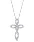 ფოტო #1 პროდუქტის Diamond Cross 18" Pendant Necklace (1/4 ct. t.w.) in Sterling Silver