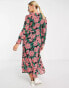 Фото #4 товара Wednesday's Girl Maternity ruffle neck midi smock dress in bright floral