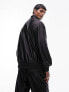 Фото #7 товара Topman oversized fit high shine zip through funnel fleece in black