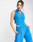 Something New x Emilia Silberg tailored cropped waistcoat co-ord in bright blue