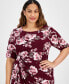 Фото #3 товара Plus Size Printed Side-Tab Dress