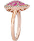 ფოტო #4 პროდუქტის Strawberry Ombré® Pink Ombré Ruby (1/2 ct. t.w.) & Nude Diamond (3/8 ct. t.w.) Heart Ring in 14k Rose Gold