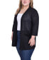 ფოტო #3 პროდუქტის Plus Size 3/4 Sleeve Two Pocket Cardigan Sweater