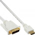 InLine HDMI to DVI Cable male / 18+1 male white gold 1.5m