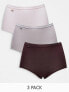 Sloggi Basic Maxi high waist cotton 3 pack knickers in plum, cream and pink