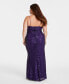 ფოტო #4 პროდუქტის Trendy Plus Size Sequined V-Neck Sleeveless Gown