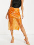 Something New x Emilia Silberg sequin midi skirt in orange