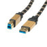 ROLINE GOLD USB 3.0 Cable - Type A M - B M 0.8 m - 0.8 m - USB A - USB B - USB 3.2 Gen 1 (3.1 Gen 1) - Male/Male - Black - Gold