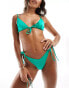 ASOS DESIGN v front tie side bikini bottom emerald green