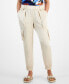 Petite Satin High-Rise Belted Cargo Pants, Created for Macy's