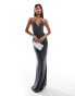 Фото #1 товара Fashionkilla slinky double layered cami wrap bust maxi dress in slate grey