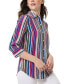 Women's Striped 3/4-Sleeve Collared Blouse