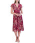 Фото #1 товара Women's Printed V-Neck Ruched Midi Dress