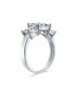 3CTW Square AAA CZ Princess Cut Promise Ring Cubic Zirconia Past Present Future Three Stone Engagement Ring for Women .925 Sterling Silver