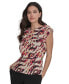 Фото #1 товара Women's Printed Pleated Cap Sleeve Blouse