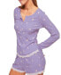 ფოტო #3 პროდუქტის Women's Kennedy Pajama Long Sleeve Henley & Short Set