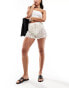 & Other Stories crochet knit shorts with drawstring waist in off white