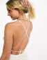 Фото #4 товара Pimkie broderie strappy back cami skater mini dress in white