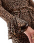 Фото #4 товара Never Fully Dressed mesh cardi top co-ord in leopard print