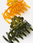 DesignB London pack of hair claws in green and yellow