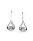 ფოტო #4 პროდუქტის Simple Plain Puffed Teardrop Pear Shaped Rain Drop Earrings For Women Fishhook Threader Polish Sterling Silver 1.5 Inch