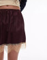 Фото #5 товара Topshop satin lace mini skirt in wine with apricot lace