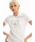 Women's Rhinestone imagotype T-shirt Белый, Large - фото #3