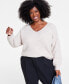 Фото #1 товара Plus Size V-Neck High-Low Sweater, Created for Macy's