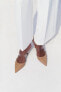 Фото #1 товара Туфли на каблуке ZARA лаковые с эффектом замши.