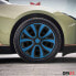 OMAC Hubcaps Wheel Trims Set 16 Inch Compatible with Car ABS Wheel Trims Steel Rims Wheel Covers 1 Set (4 Pieces) Matt Black/Blue Front and Rear
