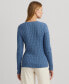 Фото #2 товара Women's Cotton Cable-Knit Sweater