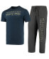 ფოტო #2 პროდუქტის Men's Heathered Charcoal, Navy Navy Midshipmen Meter T-shirt and Pants Sleep Set