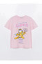 LCW Kids Bisiklet Yaka Garfield Baskılı Kız Çocuk Tişört